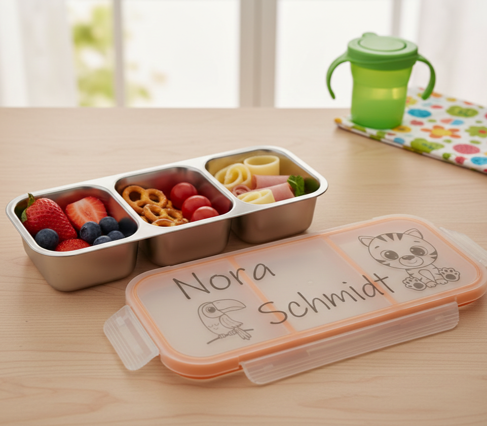 personalisierte Lunchbox, Vesperdose, Bentobox, Jausenbox, Brotdose, Frühstücksdose, Snack-Container für die Kita, Schule, Kindergarten