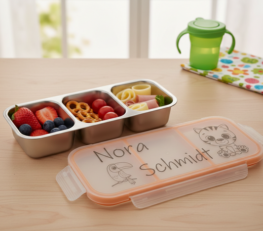 personalisierte Lunchbox, Vesperdose, Bentobox, Jausenbox, Brotdose, Frühstücksdose, Snack-Container für die Kita, Schule, Kindergarten