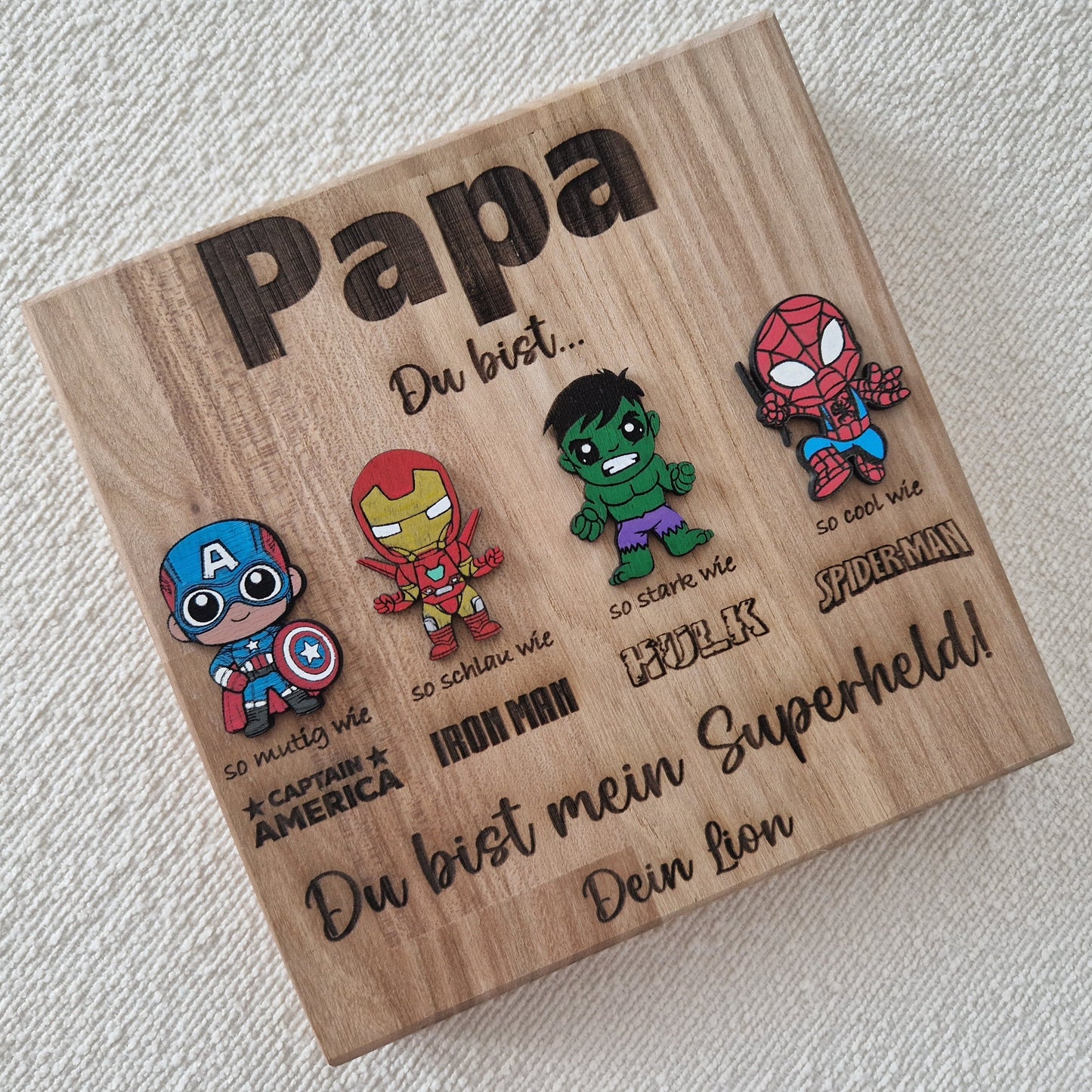 personalisierbares Vatertagsgeschenk, Superheld / Superhero / Marvel / Schild / Vatertag / Papa Geschenk