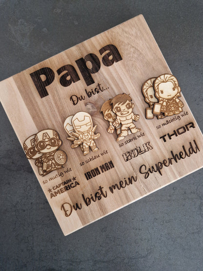 personalisierbares Vatertagsgeschenk, Superheld / Superhero / Marvel / Schild / Vatertag / Papa Geschenk