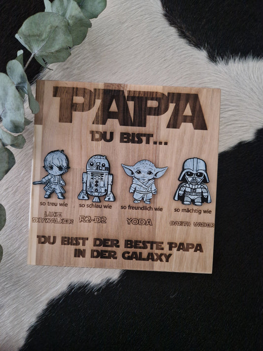 personalisierbares Vatertagsgeschenk, Starwars, Holzschild, Geschenk für Papa
