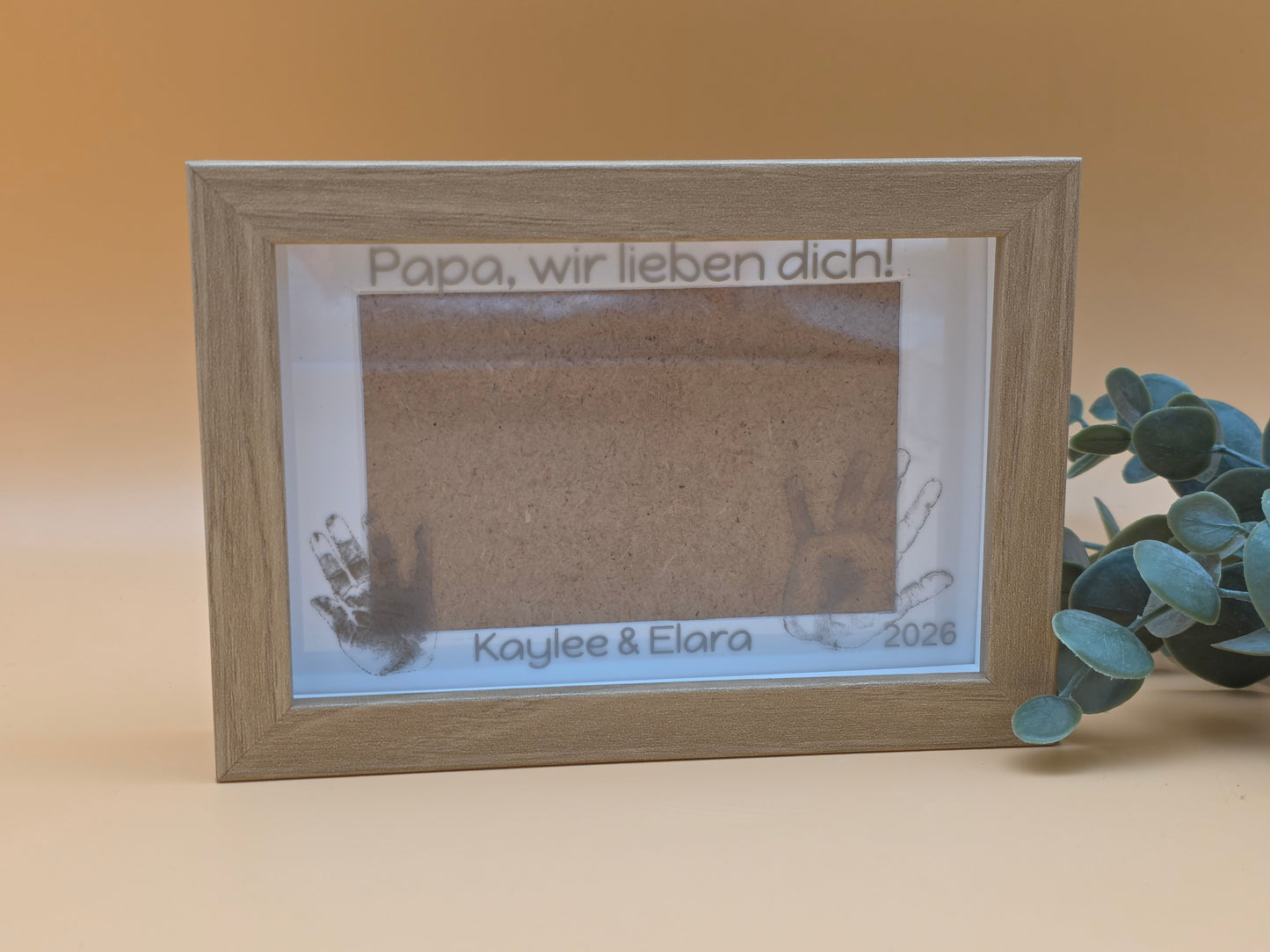 Bilderrahmen mit echter Handabdruck-Gravur, Geschenk, Vatertag, Geburtstag