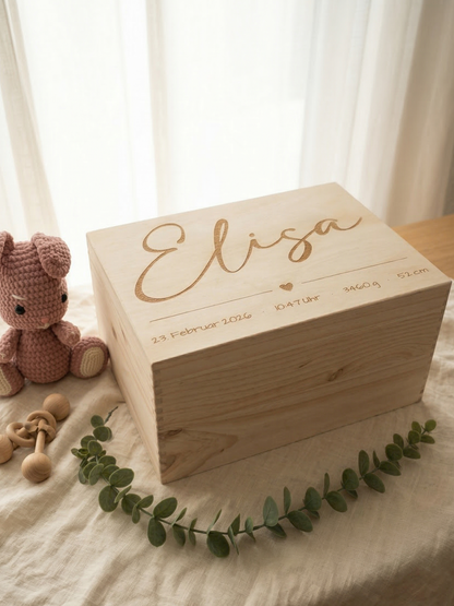 Personalisierte Erinnerungskiste, Geschenk zur Geburt, Geschenk zur Taufe