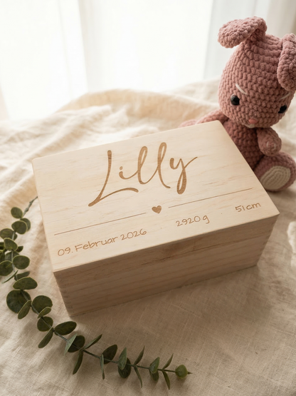 Personalisierte Erinnerungskiste, Geschenk zur Geburt, Geschenk zur Taufe