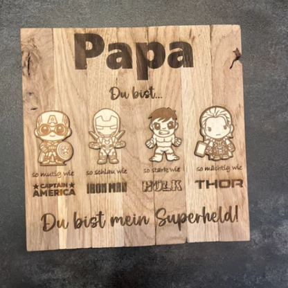 personalisierbares Vatertagsgeschenk, Superheld / Superhero / Marvel / Schild / Vatertag / Papa Geschenk